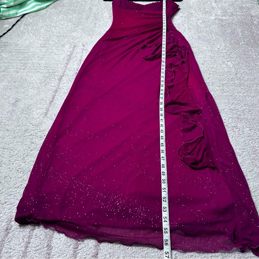 Vintage 90's City Triangles Maxi Length Evening Gown Ruched Size Medium Glitter - Picture 9 of 13